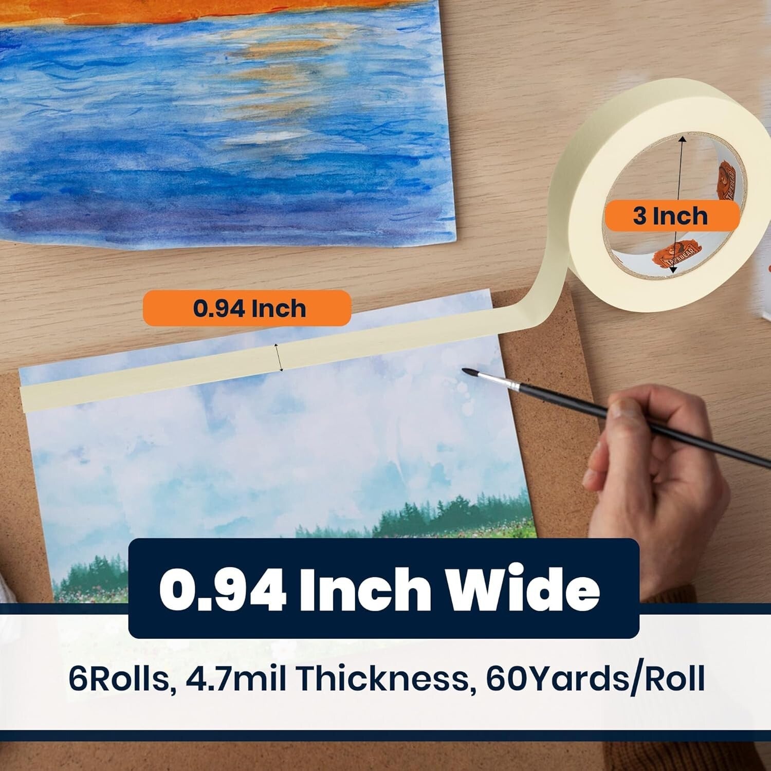 Writable Beige Paper Masking Tape - 36 Rolls, Perfect for Painting & Labeling