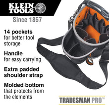 Load image into Gallery viewer, Durable Tool Bag with 14 Pockets and Comfort Shoulder Strap - Black &amp; Orange