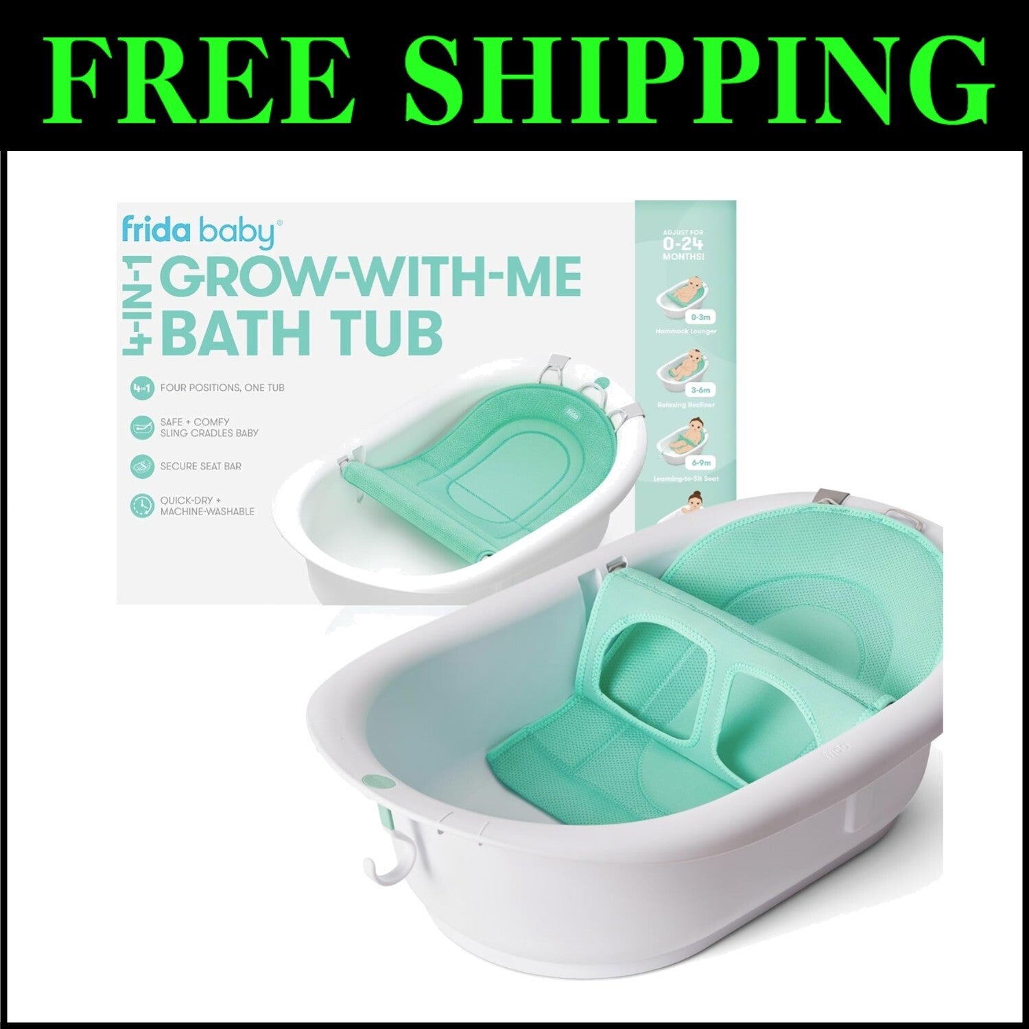 Versatile 4-in-1 Baby Tub with Removable Seat – Ideal from Newborn to Toddler