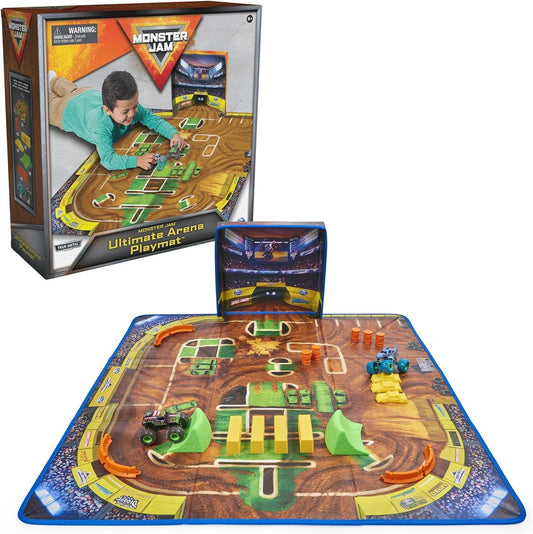 Deluxe Monster Truck Arena Playmat with 2 Exclusive Trucks & 20 Fun Pieces