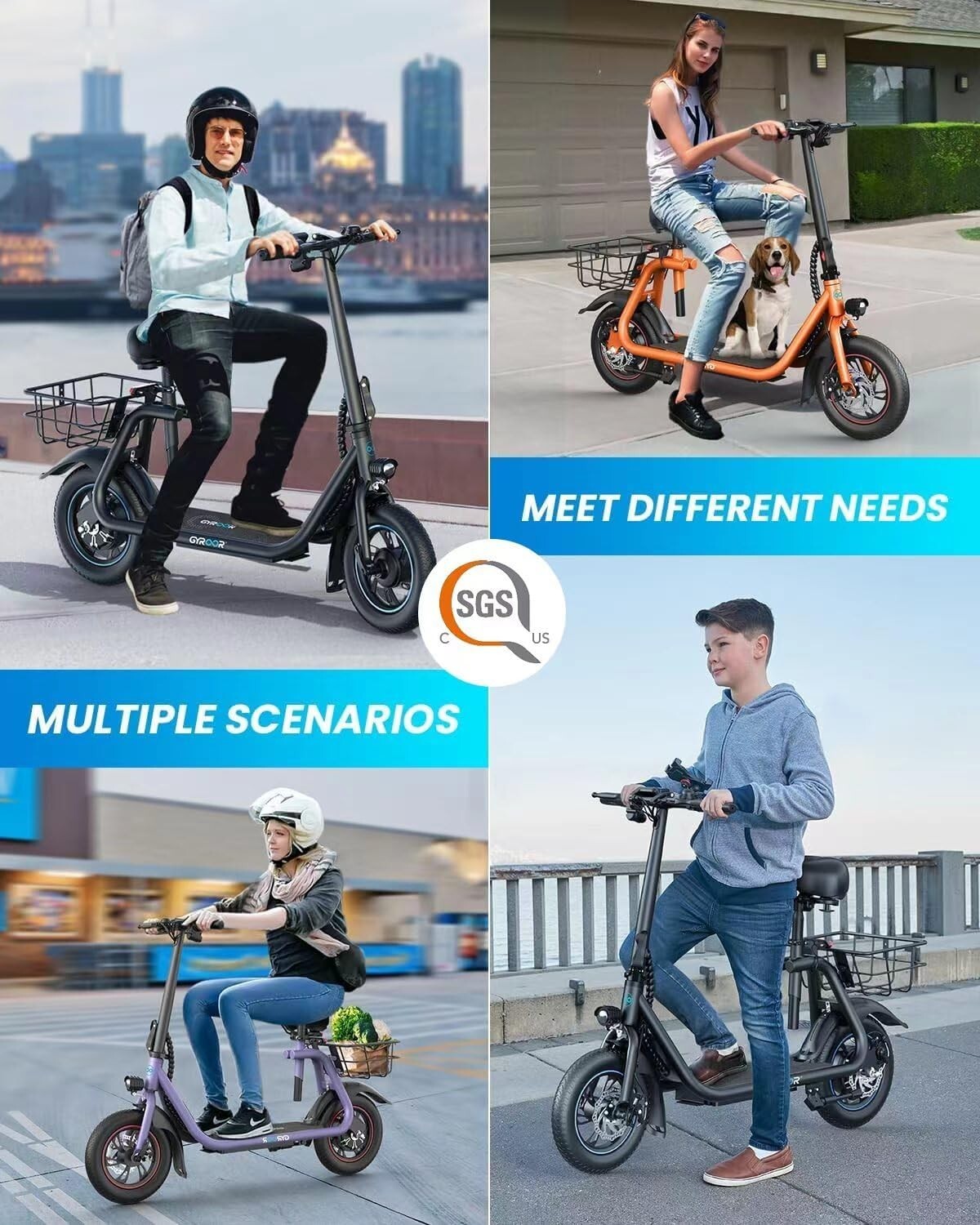 Adjustable-Cushioned Electric Scooter with Digital Display & 265 lbs Capacity