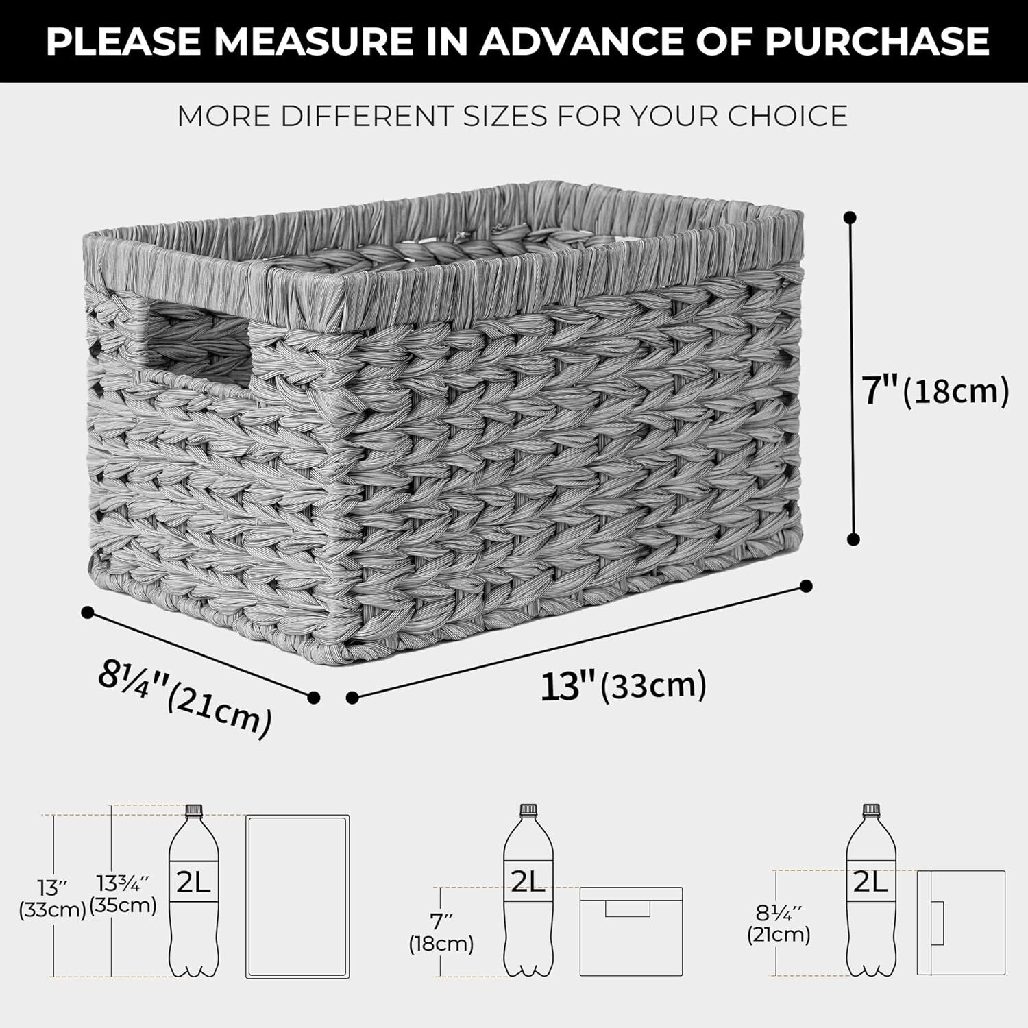 Elegant Gray Woven Baskets for Organizing - 13" Rectangular Design - 2-Pack