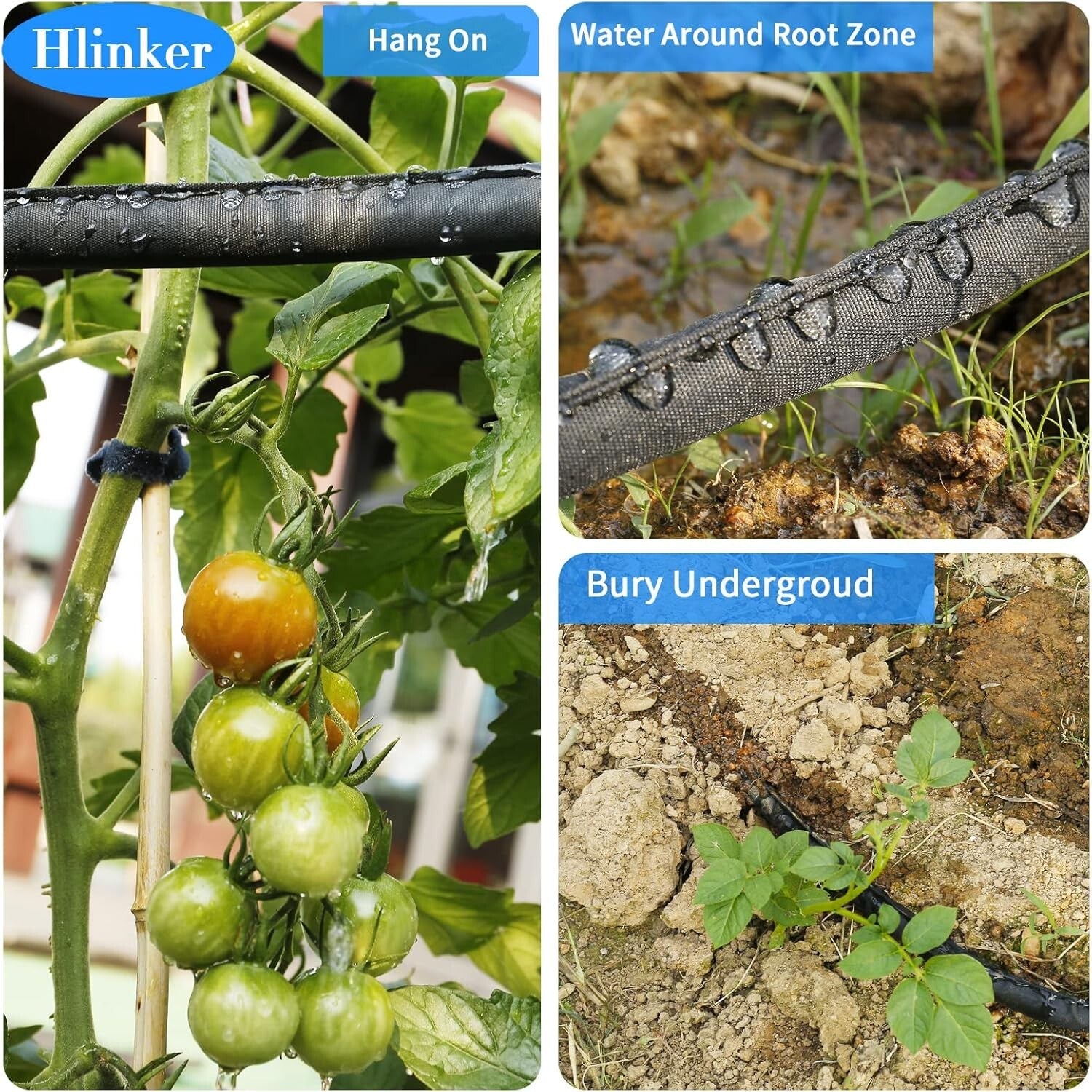Eco-Friendly 100FT Flat Soaker Hose for Efficient Drip Irrigation, Linkable