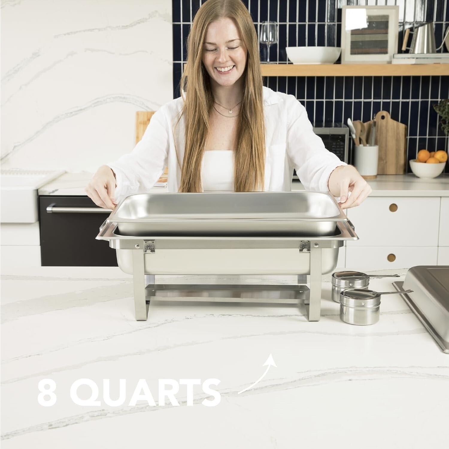 Elegant 4 Pack 8 Quart Stainless Steel Chafers – Keeps Food Warm and Ready