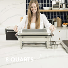 Load image into Gallery viewer, Elegant 4 Pack 8 Quart Stainless Steel Chafers – Keeps Food Warm and Ready