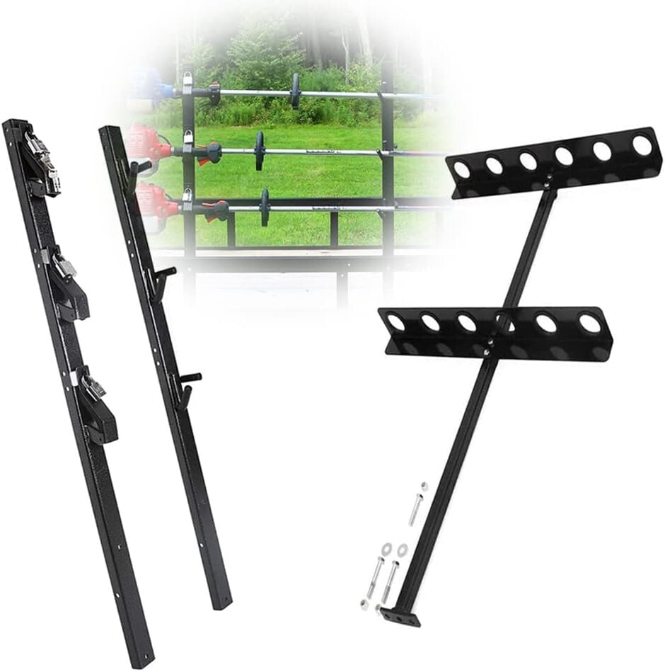 Rust-Resistant 3 Place Weedeater Rack & Tool Organizer for Trucks and Trailers