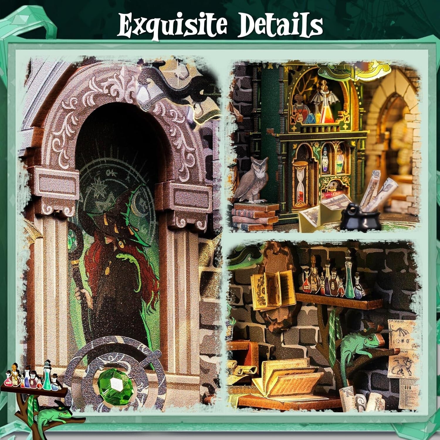 DIY 3D Wooden Book Nook Kit - Magical Miniature House Puzzle for Adults