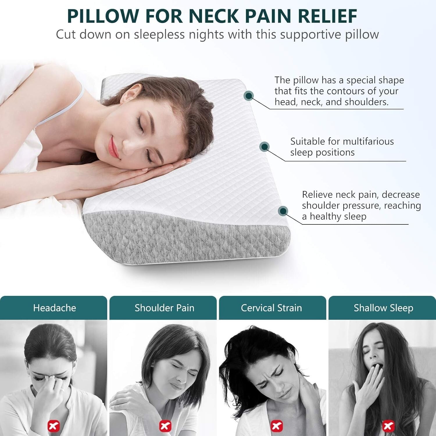 Ergonomic Cervical Pillow with Washable Cover - Alleviate Neck Pain Effortlessly