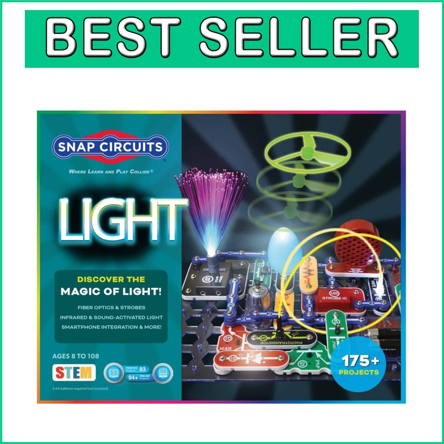Award-Winning Light Electronics Kit | Easy STEM Fun with 55 Colorful Parts