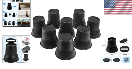 6-Inch Heavy-Duty Bed Risers - Adjustable Furniture Lifters for Dorms & Homes