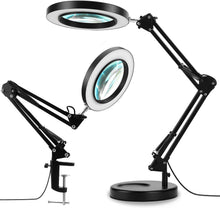 Load image into Gallery viewer, Versatile 5X LED Desk &amp; Clamp Magnifier - Adjustable Light &amp; Glass Lens