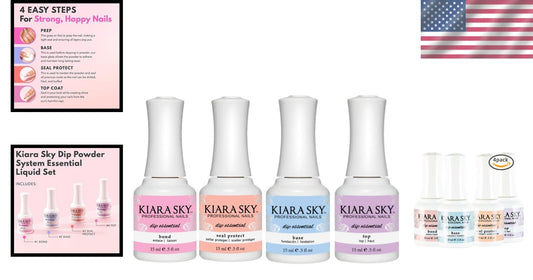 Long-Lasting Dip Manicure Nail Liquid Essentials Kit - 4 Steps for Perfect Nails