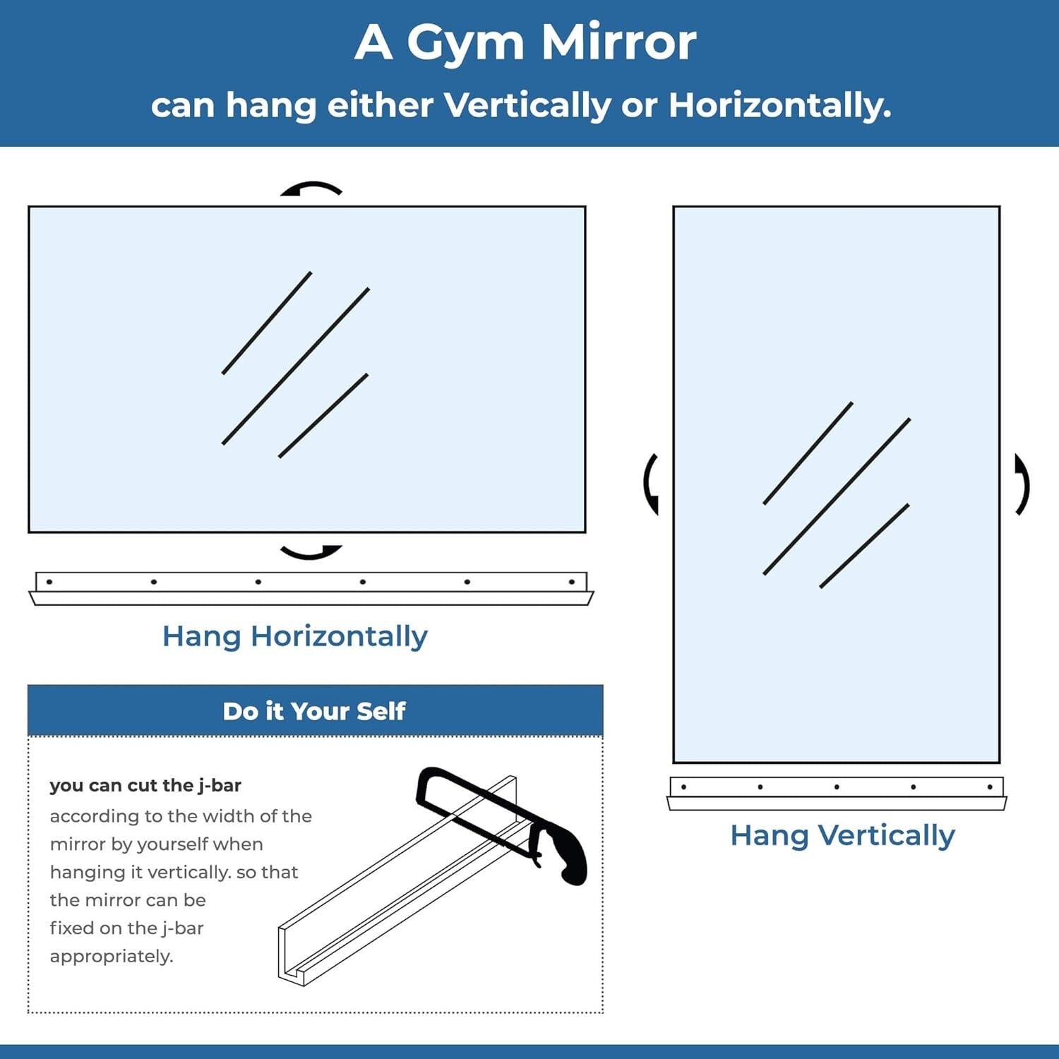 Clear Large Wall Mirror 36x60 for Home Gym & Yoga - Lightweight and Durable