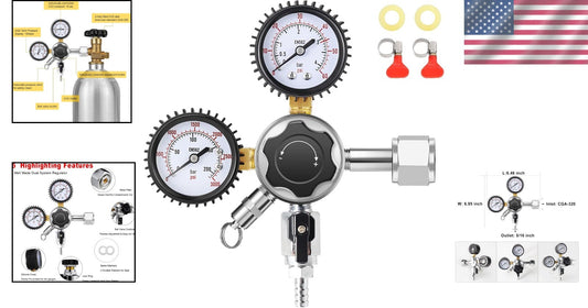 CGA-320 Standard CO2 Keg Regulator with Ergonomic Controls and Leak-proof Design