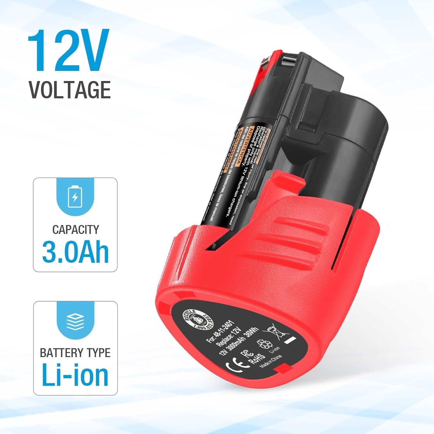 Rechargeable 4-Pack M12 Batteries – Intelligent Protection & No Memory Effect