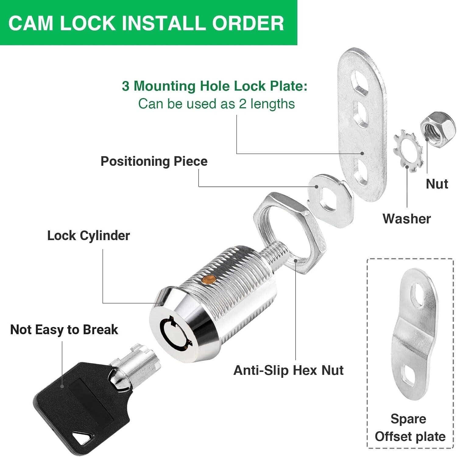 10 Pack Waterproof Keyed Alike Toolbox Locks - Zinc Alloy, 5/8" Flexible Fit