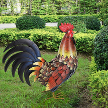 Load image into Gallery viewer, Unique Handmade Rooster Decor - Water Resistant Metal Yard Art for All Seasons