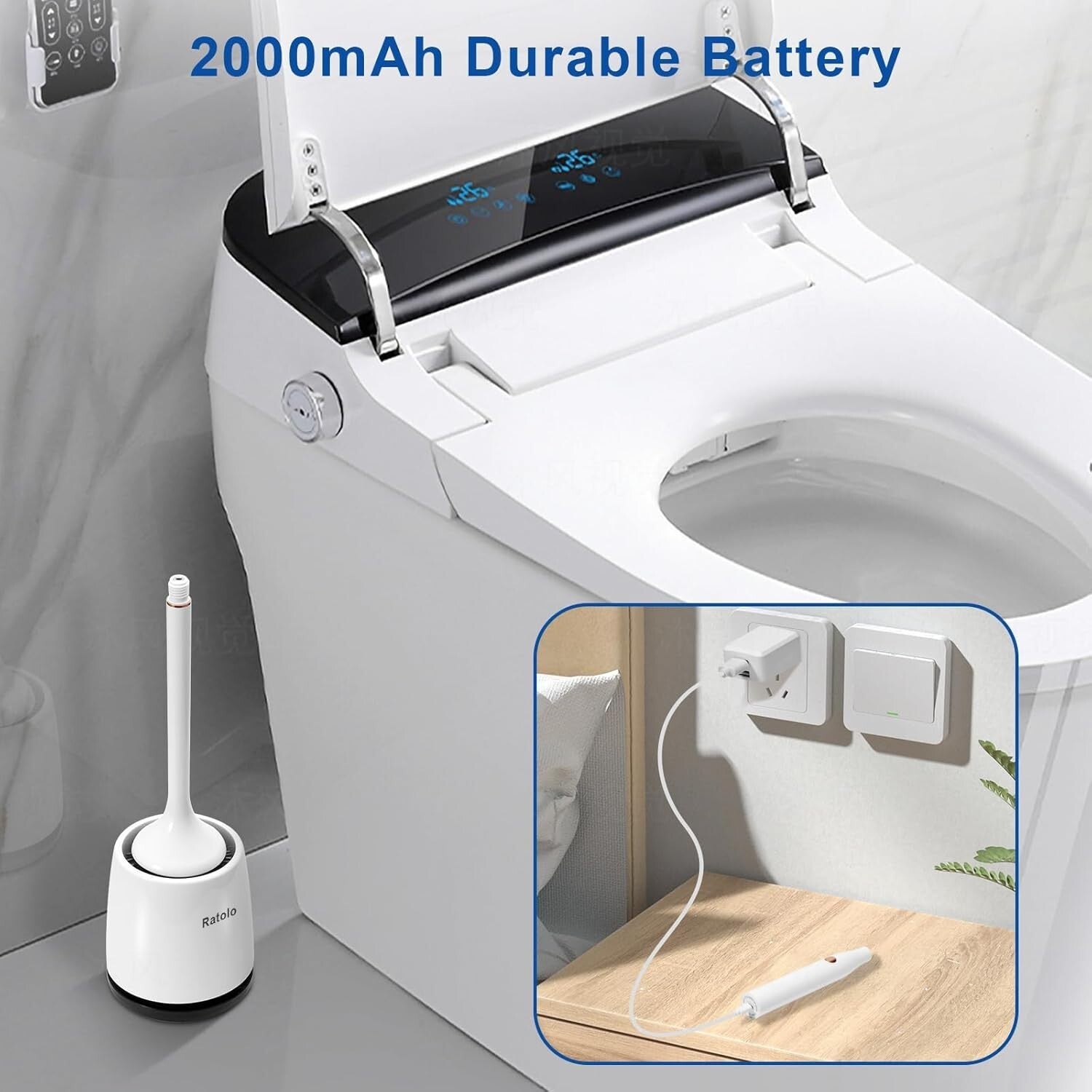 Effortless Toilet Cleaning: Electric Silicone Brush with Wall-Mount Holder