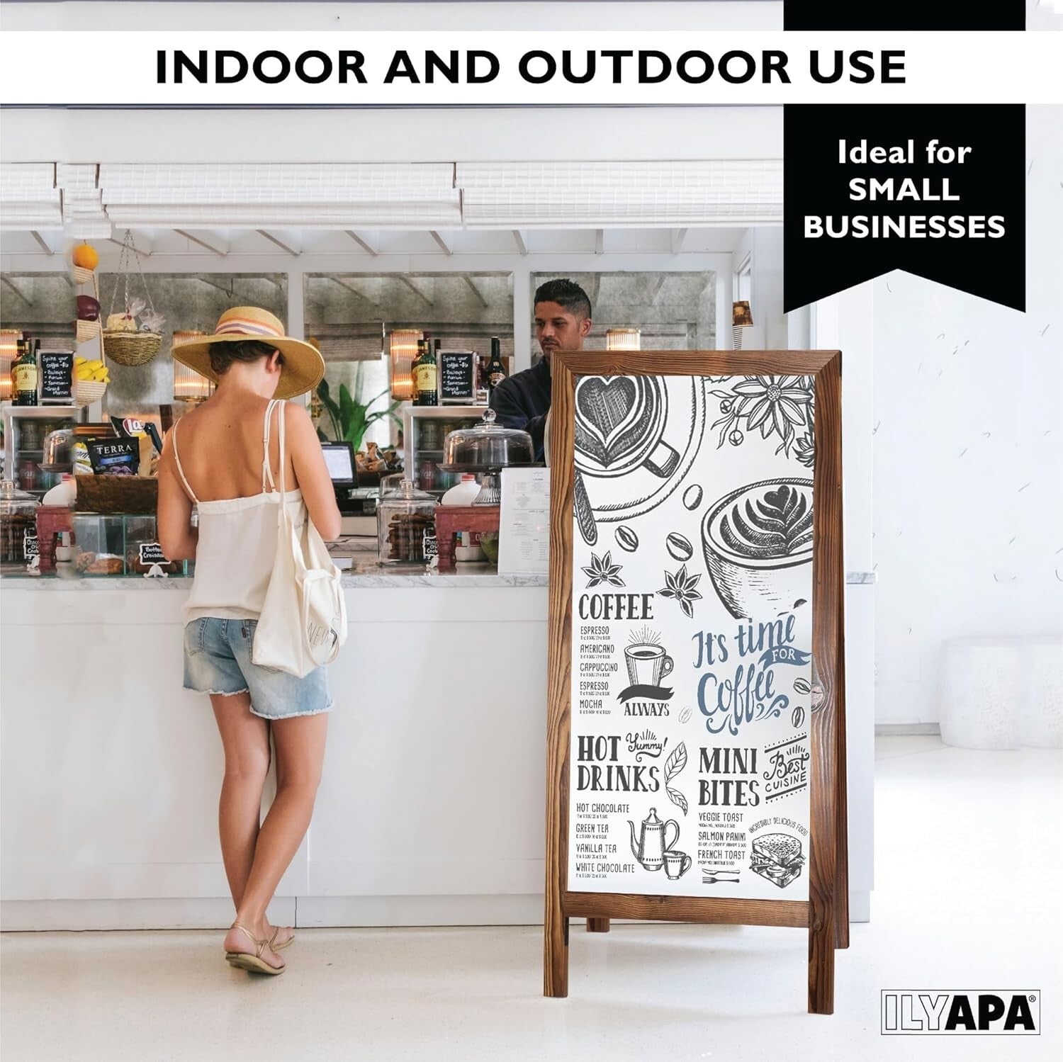 Eye-Catching 58x27 Rustic A-Frame Sign - Double-Sided Menu Board for Outdoor Use