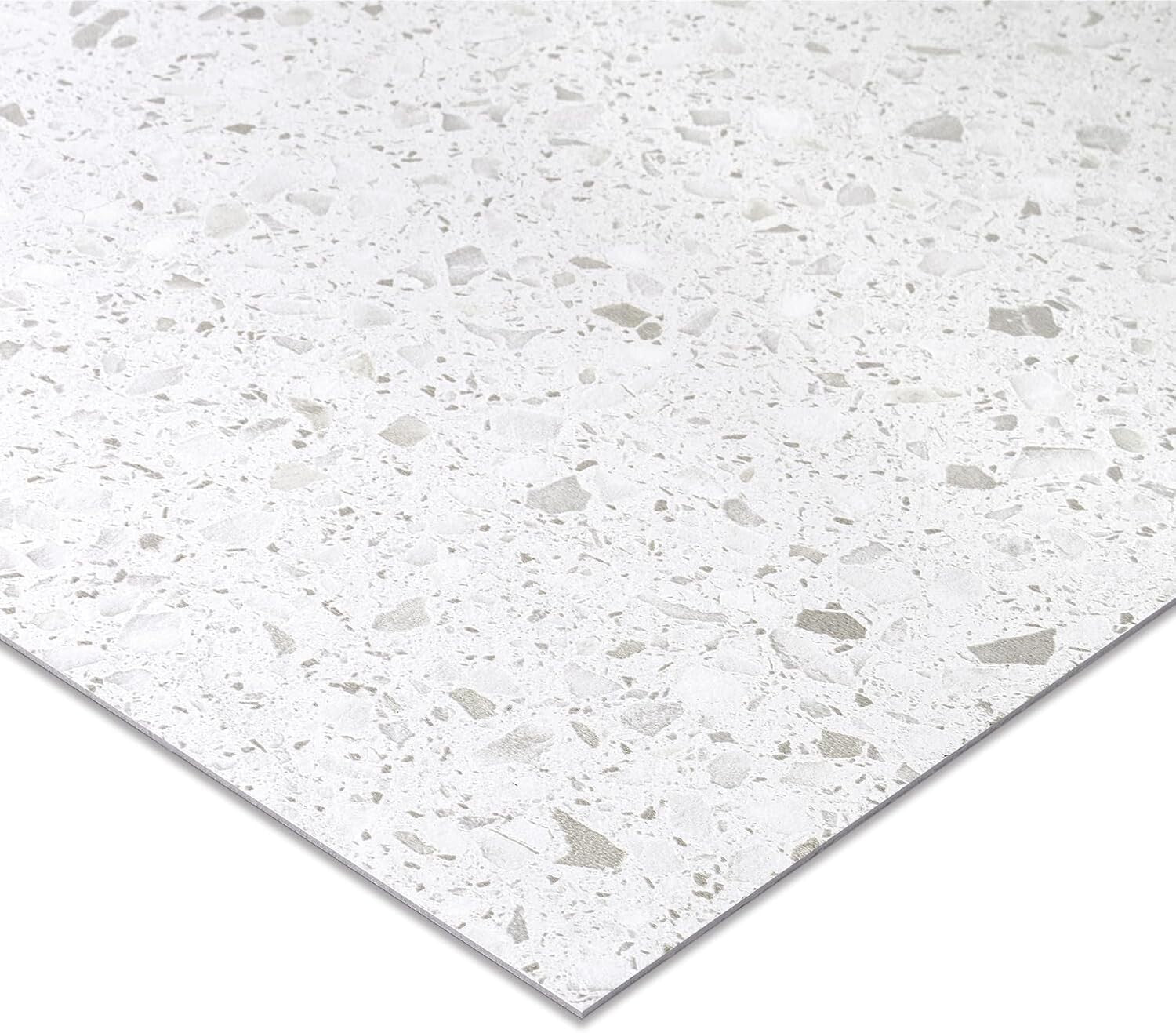 DIY-Friendly Waterproof White Granite Peel and Stick Floor Tiles 12x12 Size