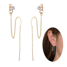 Load image into Gallery viewer, Elegant Cubic Zirconia Double Piercing Earrings - Sterling Silver or Gold Filled