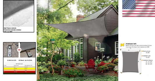 Durable Grey 10' x 12' Rectangle Sun Shade Sail for Stylish Outdoor Protection