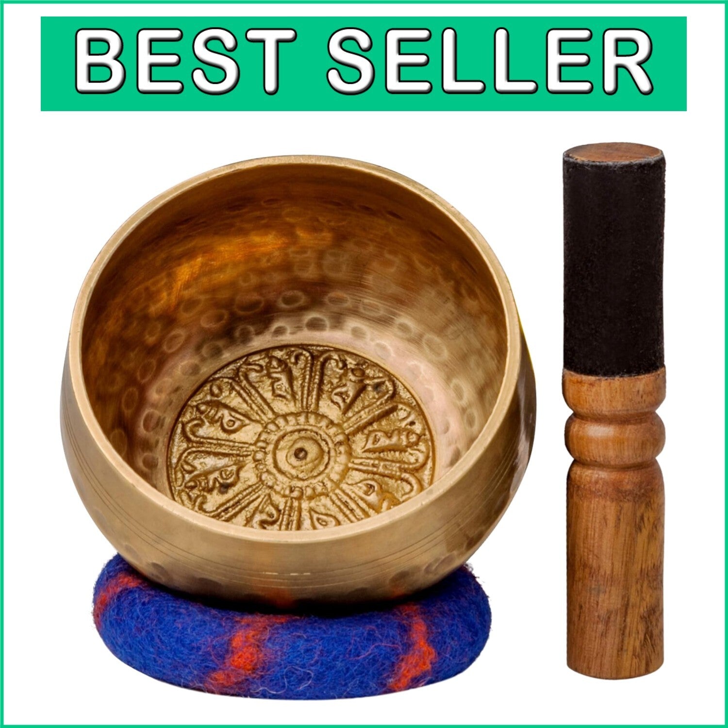 Meditation Singing Bowl Set with Engraved 'Medicine Buddha' - Perfect Gift Idea