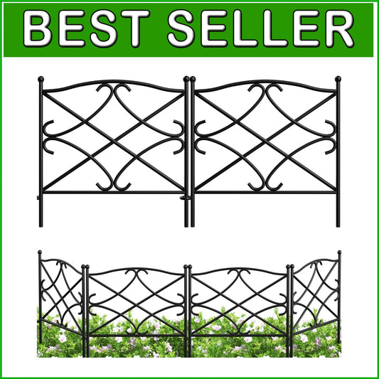 5-Panels Decorative Metal Garden Fence Set - 32in High, Rustproof Barrier