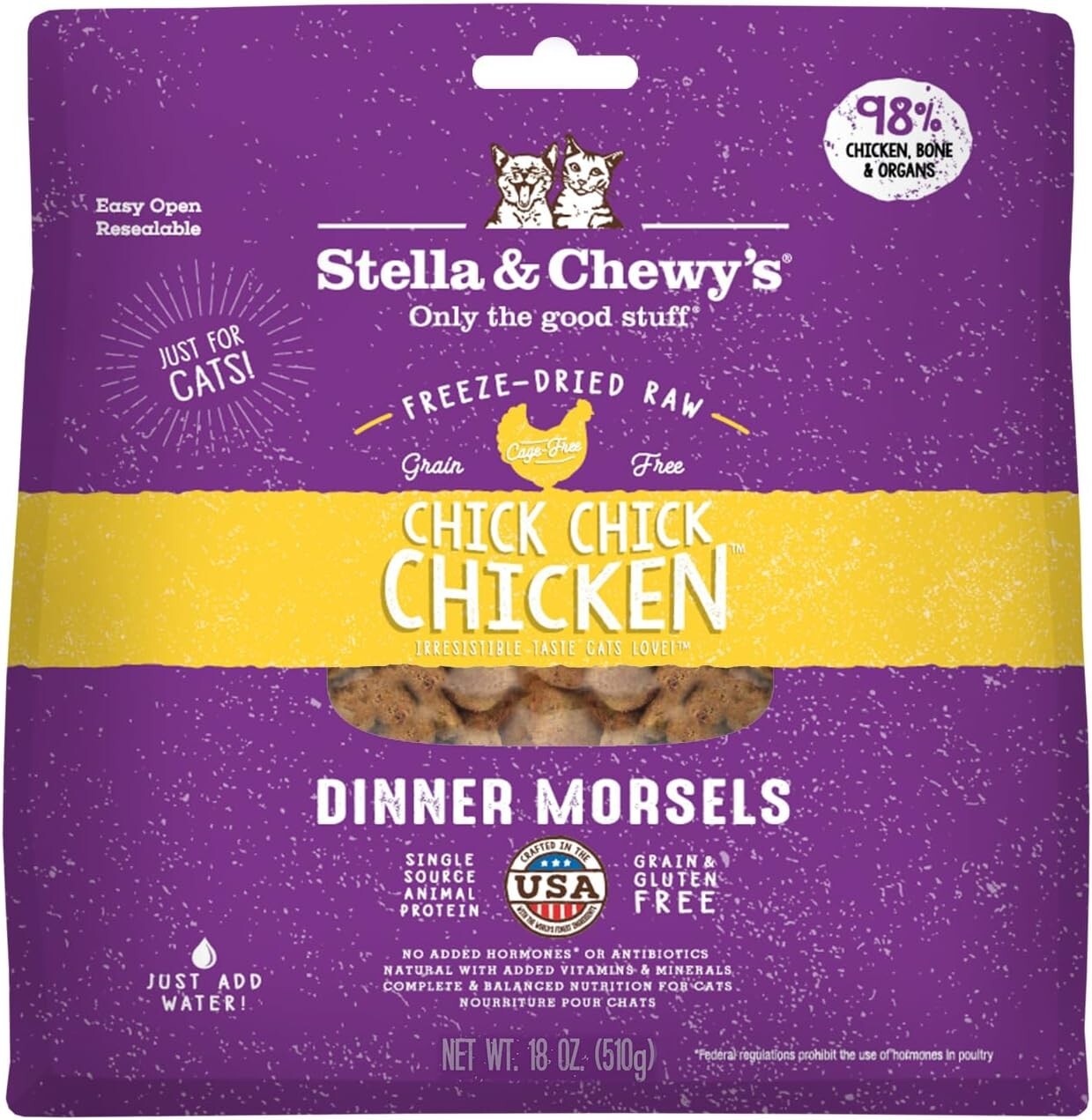 Complete Nutrition Morsels - Freeze-Dried Raw Chicken for Cats & Kittens, 18 oz