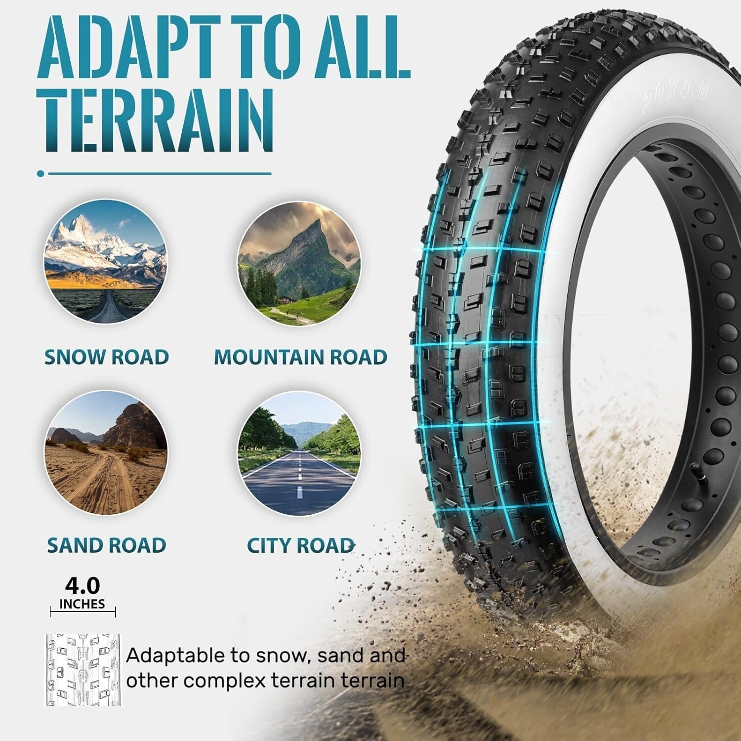 20x4.0 Inch Puncture Resistant Folding Bike Tire for Fat and Mountain Bikes