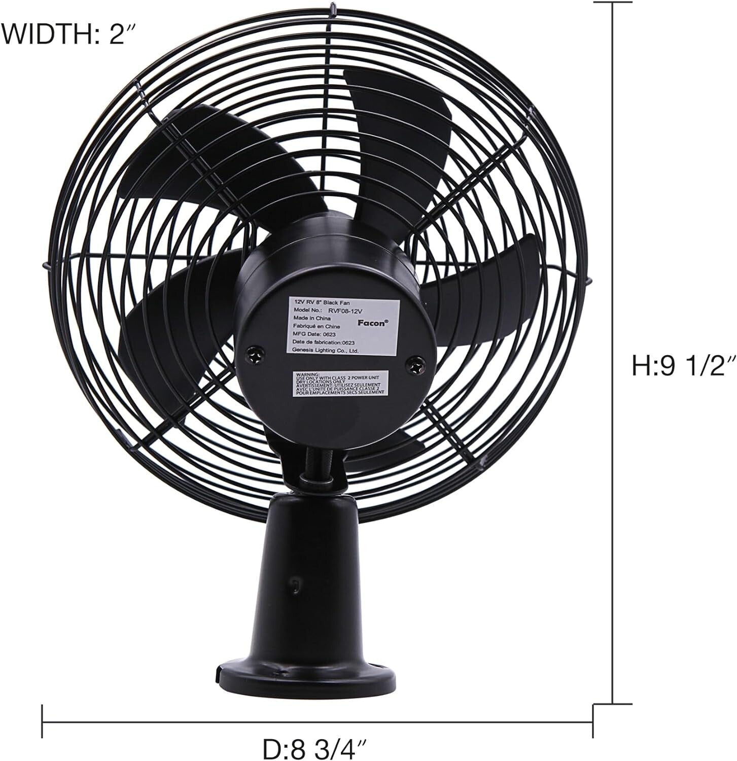 Versatile 12V Car Cooling Fan with Manual 2-Speed Switch - Modern Metal Finish