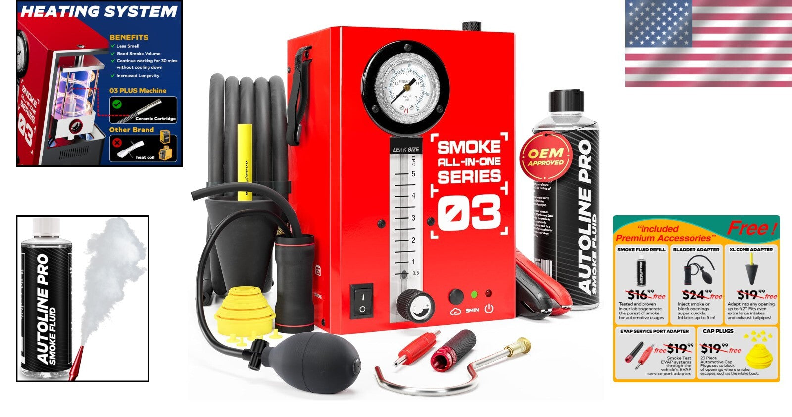 2025 Upgrade Automotive Smoke Machine with Built-in Compressor & Premium Fluid