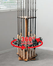Load image into Gallery viewer, Solid Wood Fishing Rod Holder - 16-Rod Capacity with 360-Degree Rotation