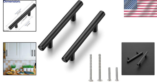 55 Pack 5-Inch Matte Black Stainless Steel Cabinet Pulls - Easy Installation