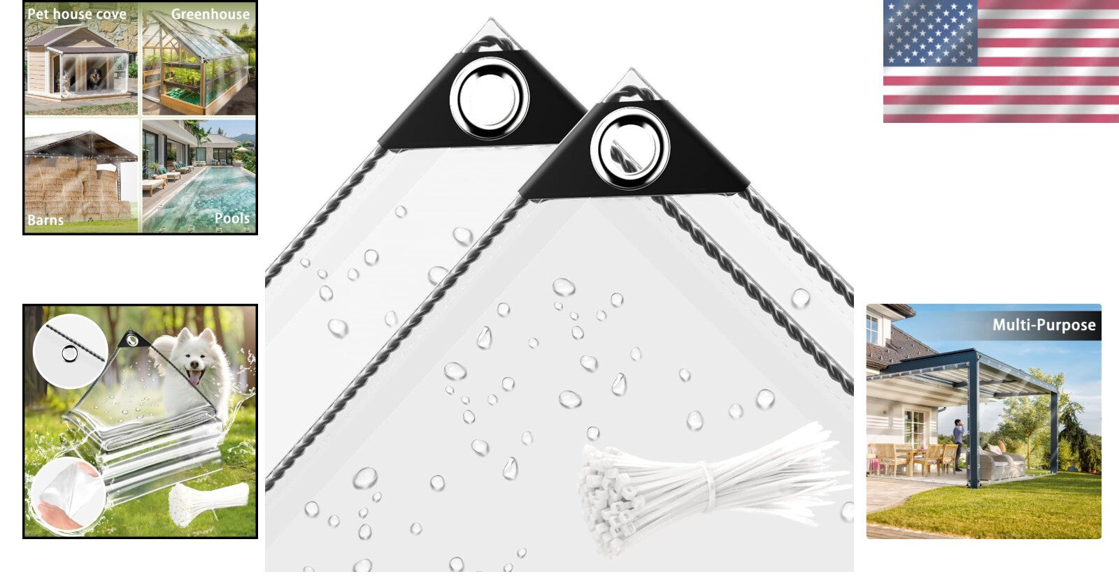 Multi-Purpose Clear Waterproof Tarp 6x20 ft - Perfect for Camping & Greenhouses