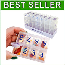 Load image into Gallery viewer, 8x7 Large Weekly Pill Organizer - 56 Compartment Clear Pillbox for Travel &amp; Home