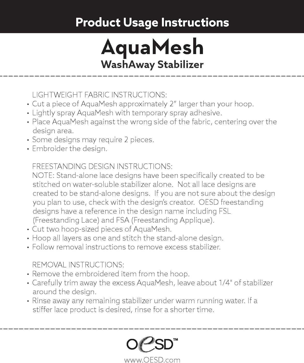 15" x 10 Yd AquaMesh - Ideal Water Soluble Stabilizer for Freestanding Lace