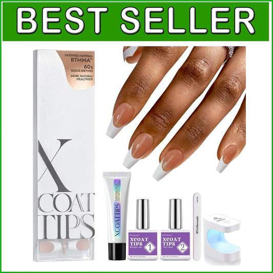 Easy Application French Gel Nail Kit - Brown Medium Coffin with 30-Day Longevity