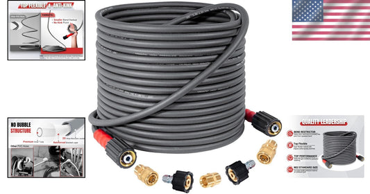 Kink Resistant 50FT Power Washer Hose - 3200 PSI, Easy Install Quick Connect