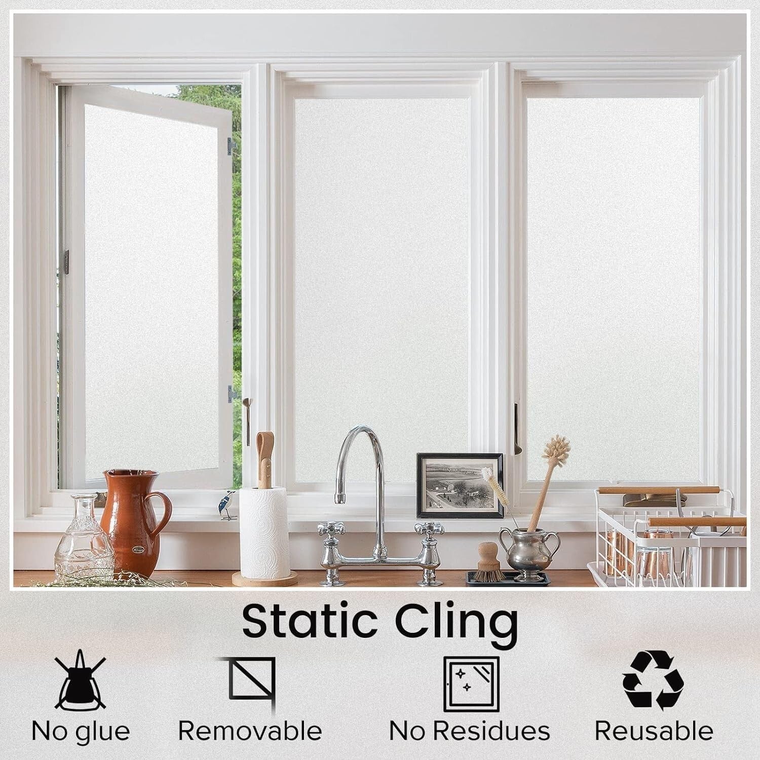 Static Cling Matte White Window Film - 99% UV Protection & Easy Application