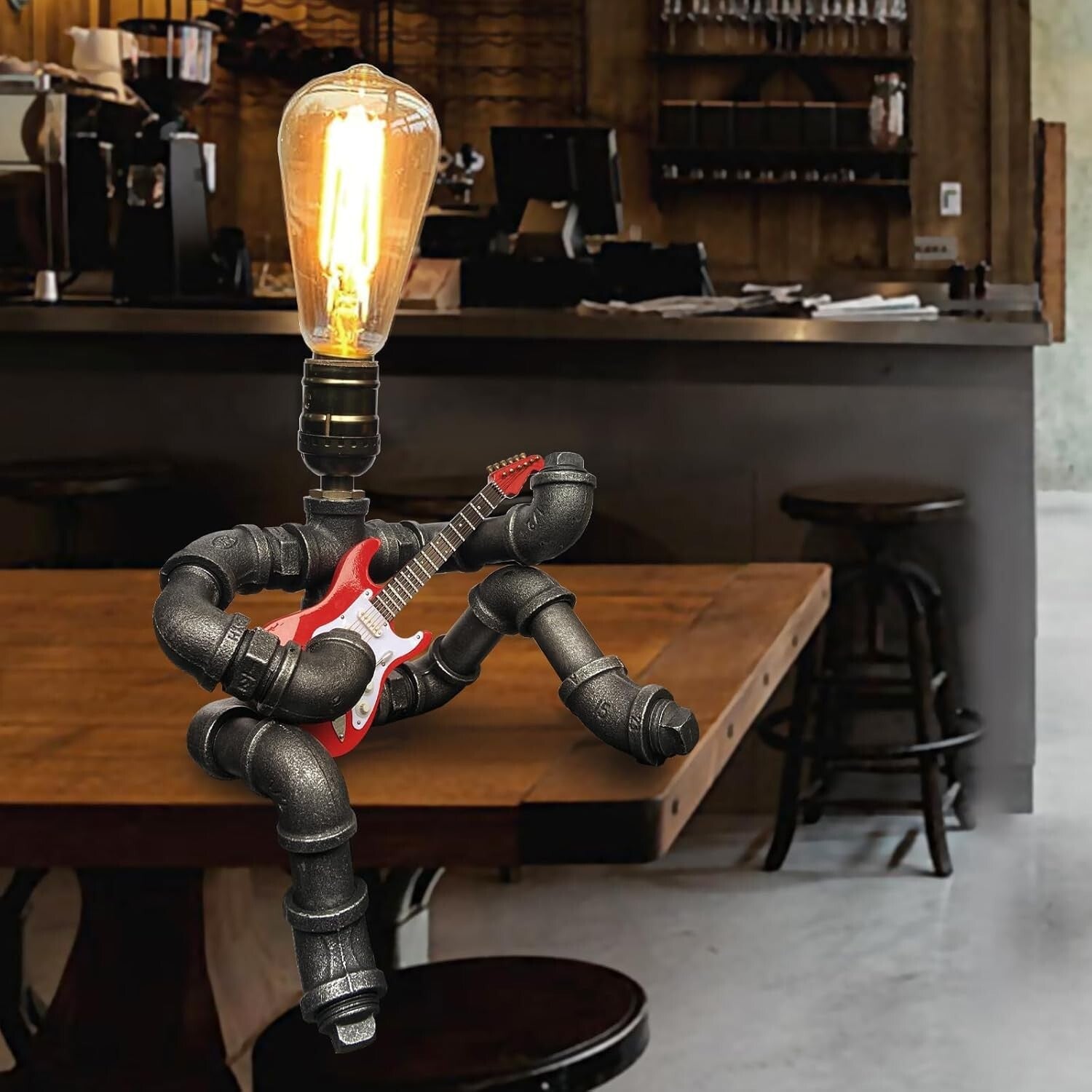 E27 Guitar Design Table Lamp - Cool Steampunk Gift for Men and Music Lovers