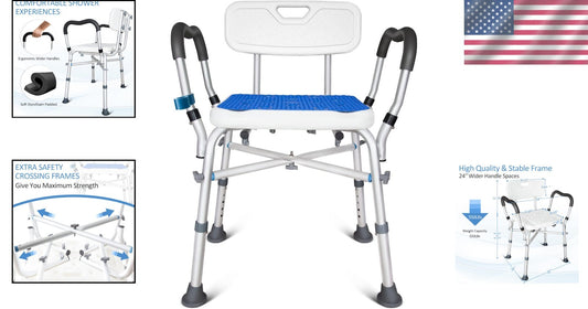 Adjustable Shower Bench for Elderly & Disabled - 550LB Heavy Duty Chair