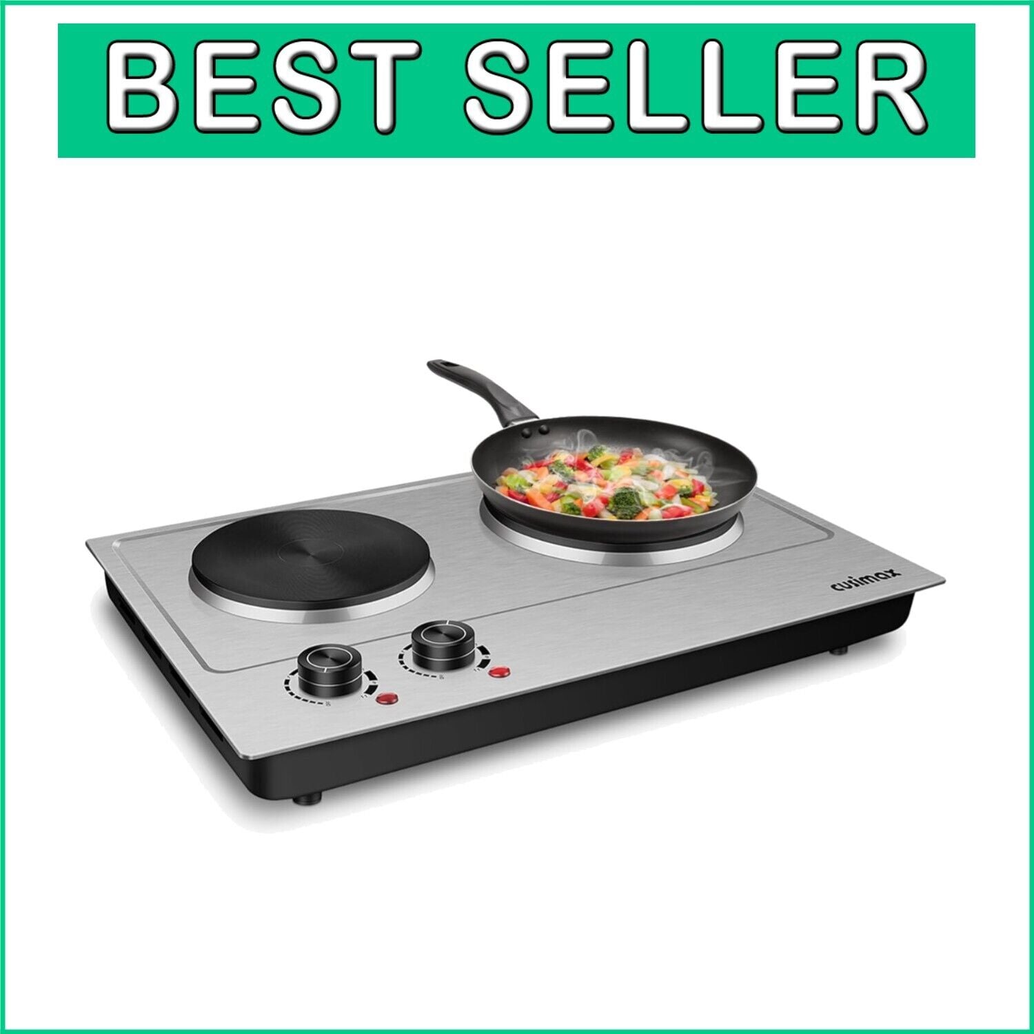 Double Electric Burner with Stainless Steel Finish – Ideal for Indoor Cooking