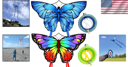 Vibrant Rainbow Butterfly Kites - Perfect for Kids & Beginners, 650ft String