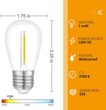 Load image into Gallery viewer, Shatterproof S14 LED String Light Bulbs – 2700K Warm White, 48-Pack for Outdoors