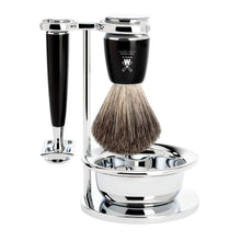 Load image into Gallery viewer, Closed Comb Safety Razor and Pure Badger Brush Set - Barbershop Quality Grooming