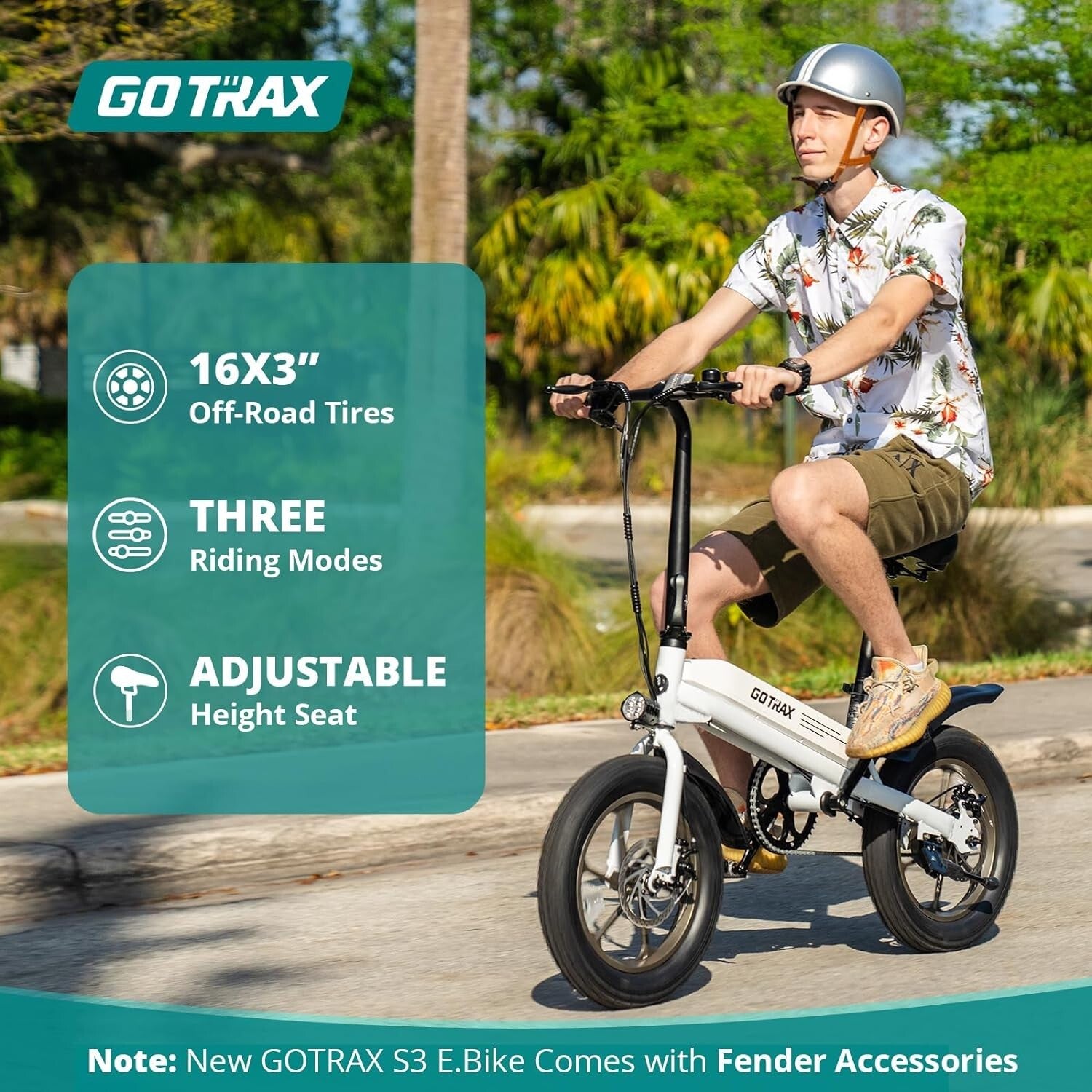 Eco-Friendly 16x3.0 Electric Bike with 25-Mile Range, Perfect for Teens & Adults