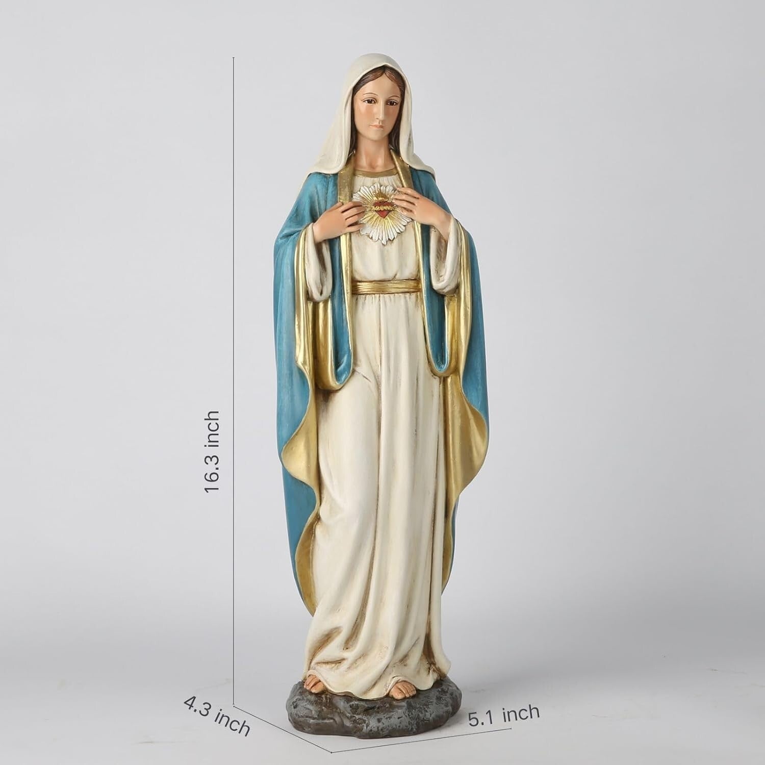 Stylish 16.5" Renaissance Mary Statue - Artistic Stone Resin for Faithful Spaces