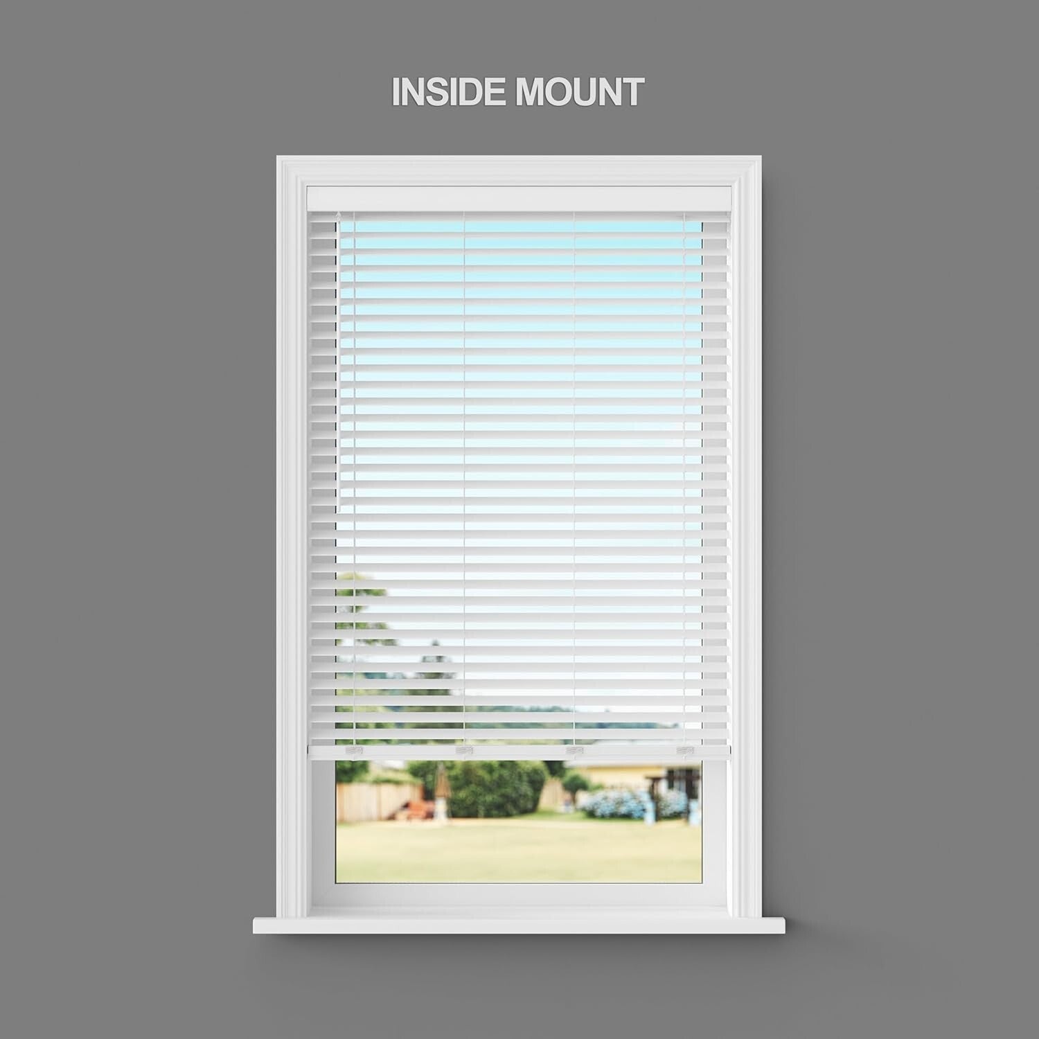 35" W x 64" L Cordless Fake Wood Blinds - Elegant Privacy with UV Protection
