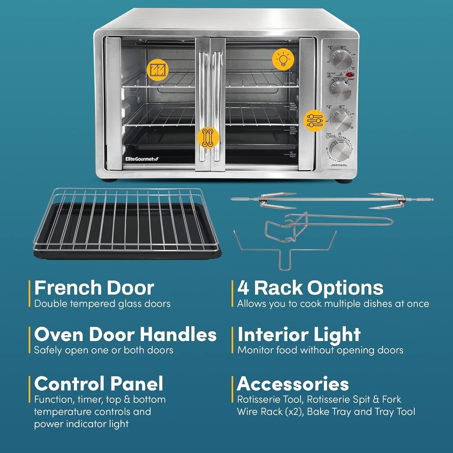18-Slice French Door Convection Oven - Ultimate Rotisserie & Baking Appliance